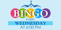 Blue With Church Design Bingo Date Announcement Banner