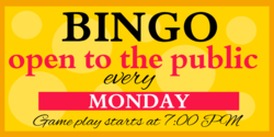 Yellow Two Tone Bingo Open To The Public  Red And Black Text Banner