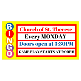 Vertical Bingo With Church Bingo Time and Date Announcement Banner
