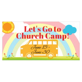 Lets Go To Church Camp Rainbow Design Banner