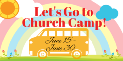 Lets Go To Church Camp Rainbow Design Banner
