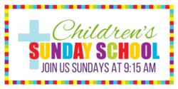 Children's Multi Color Sunday School With Christian Cross Banner