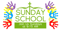 6 Silhouette Colored Hands Around Church Sunday School Banner