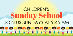 Children Holding Hands Sunday School Banner