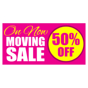 Hot Pink With Yellow % Off Moving Sale Banner