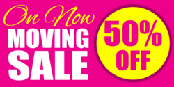 Hot Pink With Yellow % Off Moving Sale Banner