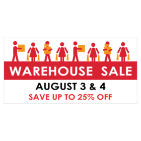 People Holding Packages Warehouse Sale Banner