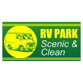 Greed and Yellow RV Park Scenic and Clean Banner