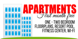 Apartment First Month Free Building Façade Banner