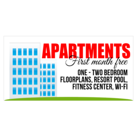 Apartment First Month Free Building Façade Banner
