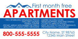 Blue First Month Free With Bold Red APARTMENTS Banner
