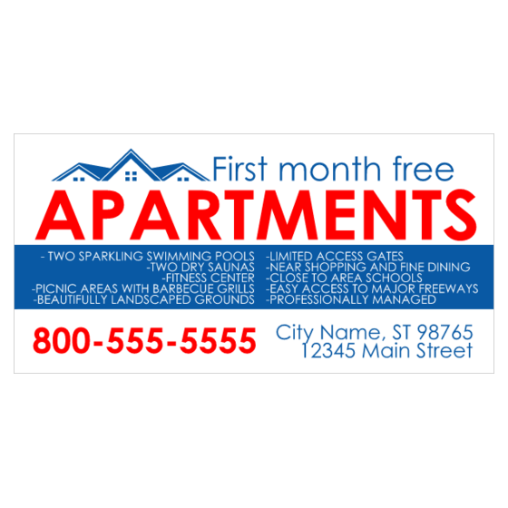 First Month Free Apartment Signs for Rent Apartment Banners