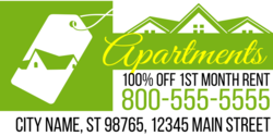 Green and White 100% Off First Month Rent Banner