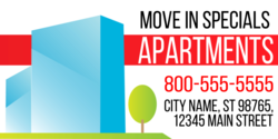 Building Façade Move In Special Apartment Banner