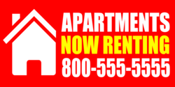 Whit and Yellow On Red Apartment Now Renting Eye Catching Banner