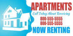 Apartment Call Today For Rent Banner With House Inversion Design