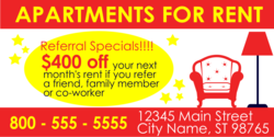 Apartment Referral Moneys Off Your Rent Banner