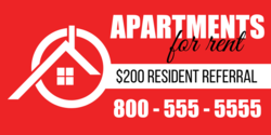 Red and White Apartment Resident Referral Banner