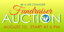 Green Background With Red and White Lettering Fundraiser Auction Banner
