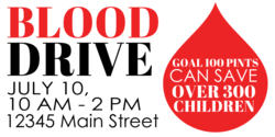 Save 300 Children Blood Drive Banner