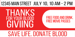 Save A Life Donate Blood Banner