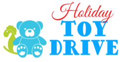 Holiday Toy Drive Blue Teddy Bear Banner