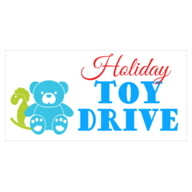 Holiday Toy Drive Blue Teddy Bear Banner