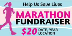 Marathon Fundraiser Hel Us Save Lives Banner Pink Runner On Blue Design
