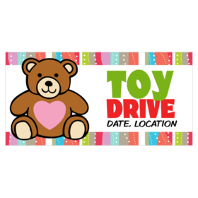Heart Teddy Bear Toy Drive Banner