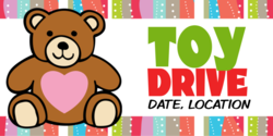 Heart Teddy Bear Toy Drive Banner