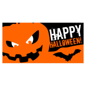 Eerie Eyed Orange Smiling Jack O Lantern Happy Halloween Banner