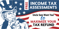 Uncle Sam Income Tax Assessment Banner