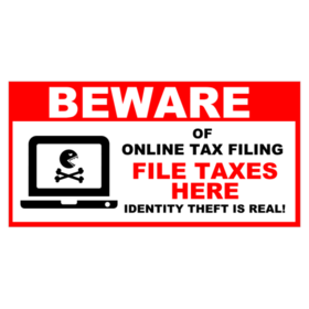 File Taxes Here and Not Online Banner