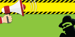 Yellow Caution With Red Be Safe File With Us Megaphone Design Banner