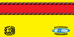 Red black Caution Stripe With Yellow Tax Fining Danger Zone Authorize e-file provider banner