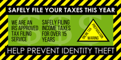 Yellow Black Caution Background Safely File Your Taxes Banner