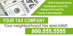 Money Stack Photo With White Bullet Tax Services On Green Neighborhood Tax Specialist Design