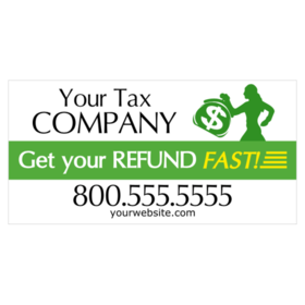 Green Person Running With Money Bag Silhouette Get Your Refund Fast Tax Banner