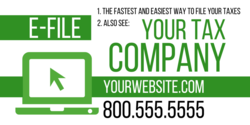 Money Green Stipe Computer Design Personalized Tax Company E-File Ad Banner