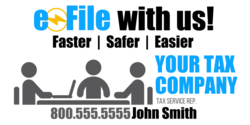 People Icons Sitting At Table e-File With Us Brandable Tax Preparation Company Banner