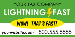 Green, Yellow and White Lighting Fast Design Brandable Tax Company Banner