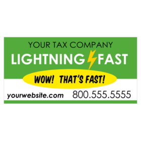 Green, Yellow and White Lighting Fast Design Brandable Tax Company Banner