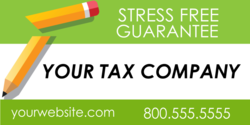 Broken Pencil Three Striped Green and White Stress Free Customizable Tax Company Banner 