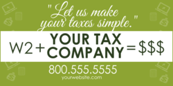 Let Us Make Your Taxes Simple Three Tiered Green With White and Black Text Design