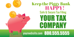 Flying Coins Tom Keep Your Piggy Bank Happy Tax Filing Services Banner