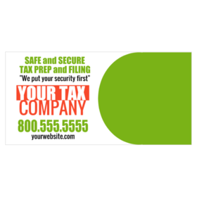 Green Oval With Red and White Safe And Secure Tax Prep and Filing Banner