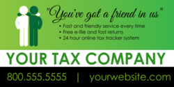 Two People Arm On Shoulder Friendly Helping Tax Company Banner