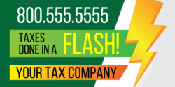 Taxes Done In A Flash Lightening Bold Your Tax Company Banner