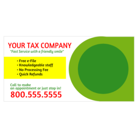 Green Circle Dot Over Oval Bullet Point Customizable Tax Services Banner