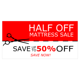 Mattress Half Off Sale Banner
